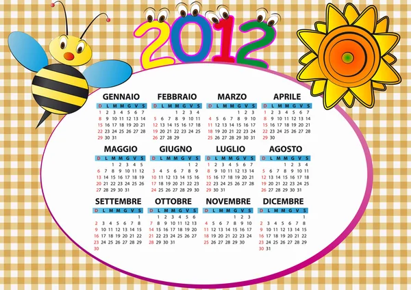 2012 bee calendar — Stock Vector