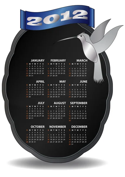 2012 humming bird calendar — Stock Vector