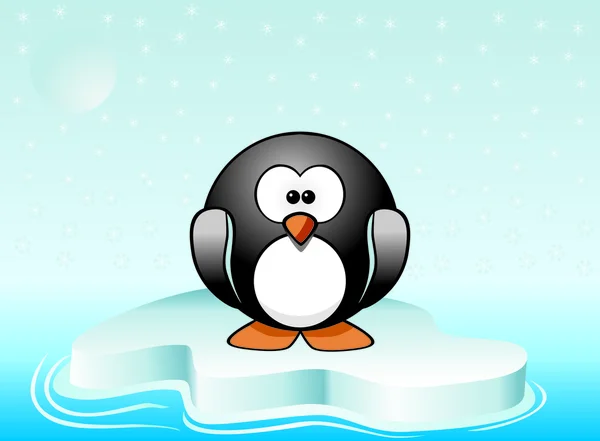 Ilustrace roztomilý tučňák stojící na ledovec — Stockový vektor