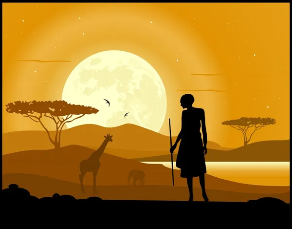 Afrique paysage arrière-plan — Image vectorielle