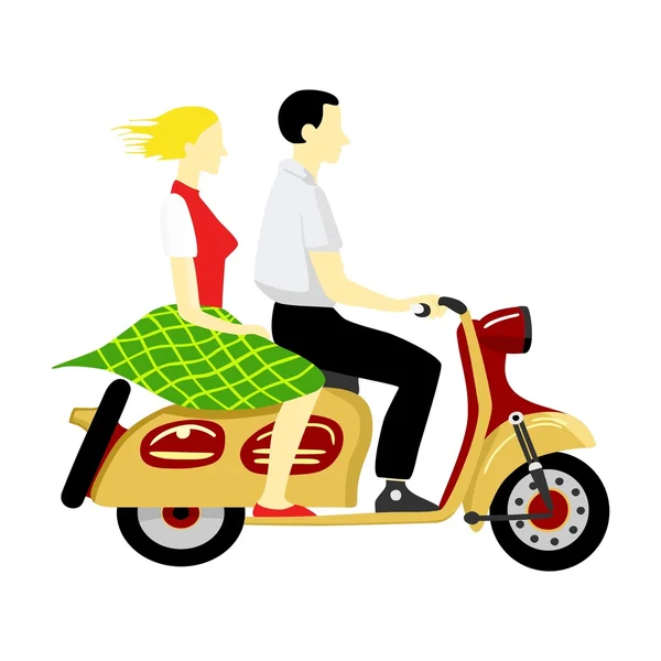 Casal andando de moto — Vetor de Stock
