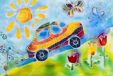 Pre-school children's creativity car clipart