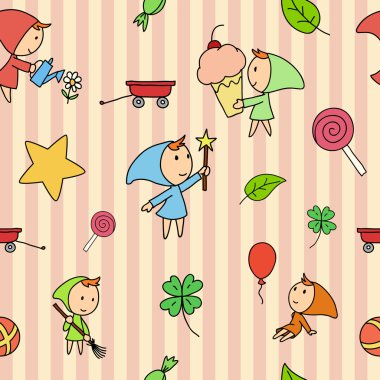 Seamless fairy children pattern clipart
