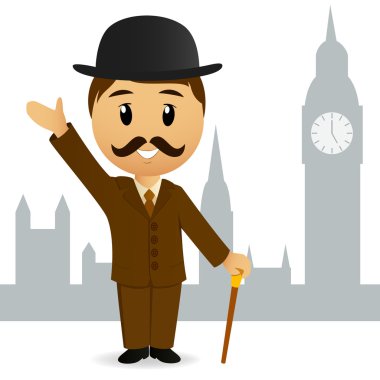 Cartoon english gentleman greeting clipart