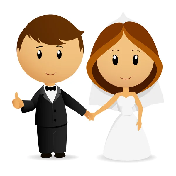 Χαριτωμένο κινούμενα γαμήλιο ζεύγος — Διανυσματικό Αρχείο