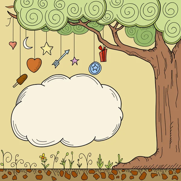 Metin için yer ile karikatür ağacı — Stok Vektör