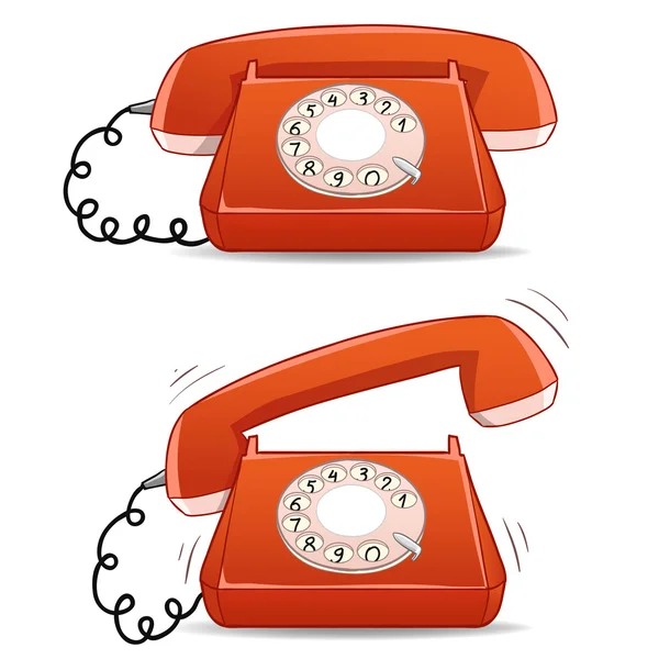 Calm and ringing old-fashioned cartoon phone Stock Illustration