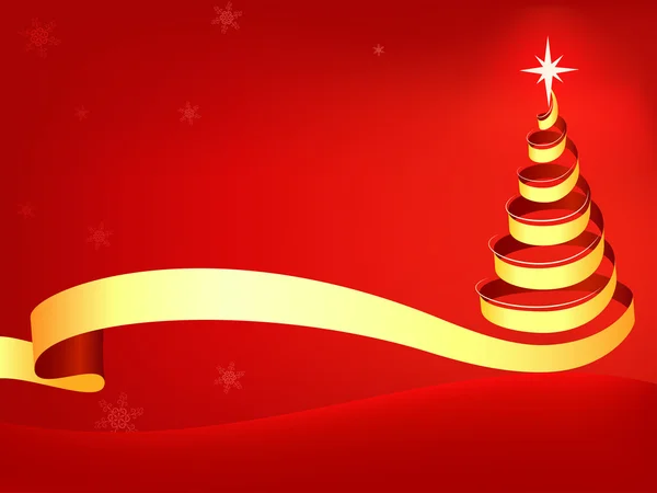Arbre de Noël abstrait avec fond rouge — Image vectorielle