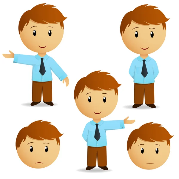 Set di felice uomo d'affari cartone animato presentazione — Vettoriale Stock