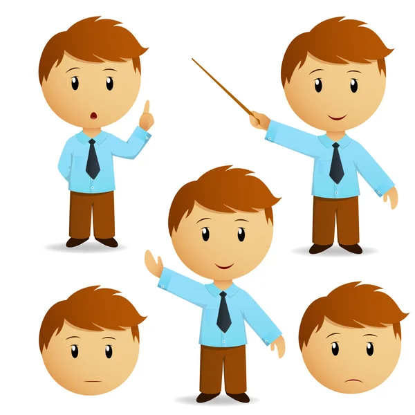 Set di felice uomo d'affari cartone animato per la presentazione — Vettoriale Stock
