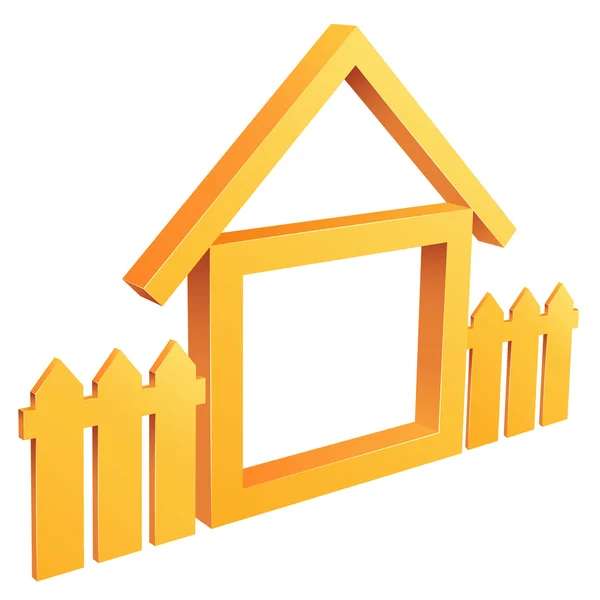Símbolo abstrato casa com cerca — Vetor de Stock