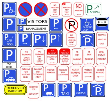 Several parking signs clipart