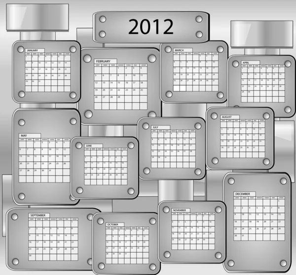 Kalender mit allen Monaten des Jahres 2012 — Stockvektor