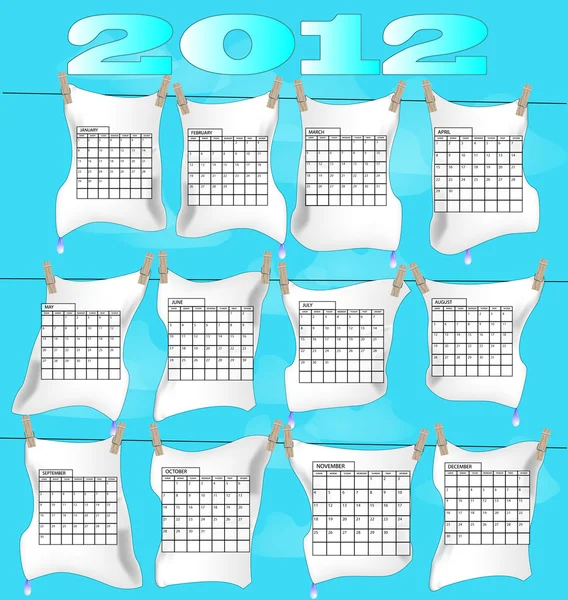 Calendário do ano 2012 na lavanderia — Vetor de Stock