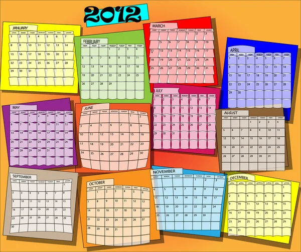 A 2012-es naptár — Stock Vector