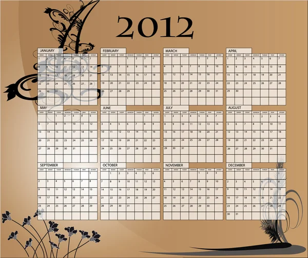 Calendario del año 2012 — Vector de stock