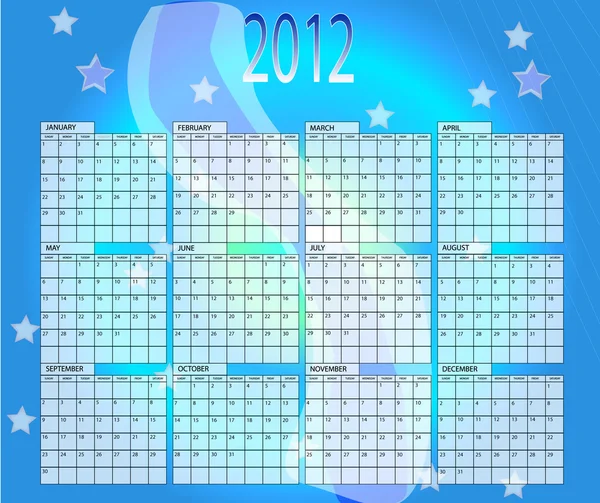 Kalender voor het jaar 2012 — Stockvector