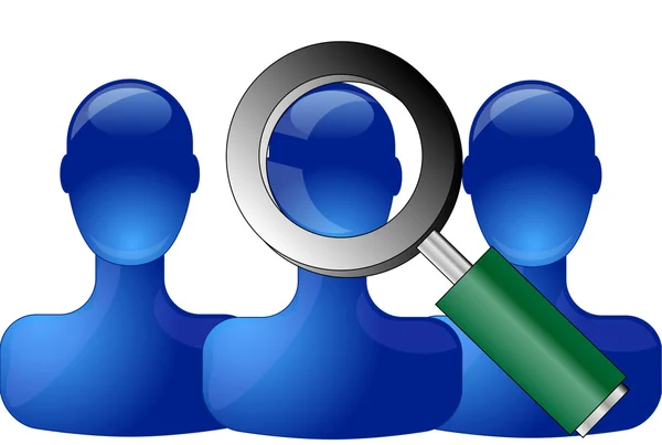 Blue persons with magnifying glass — Stockvector