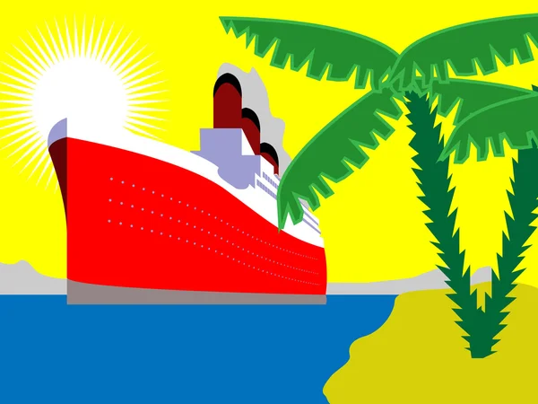 Океанський лайнер з пальмами — стоковий вектор