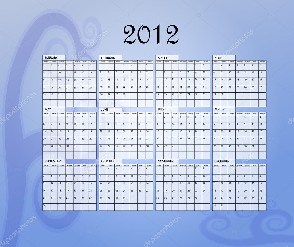 Calender of year 2012