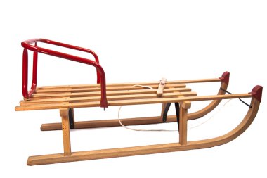 Wooden sledge isolated on white clipart