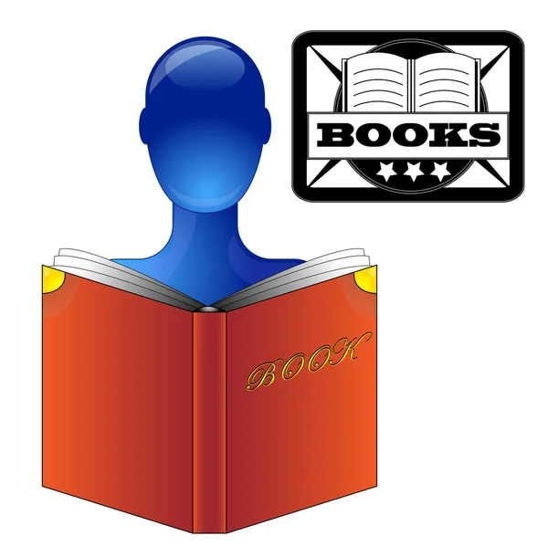 Persona blu che legge un libro — Vettoriale Stock