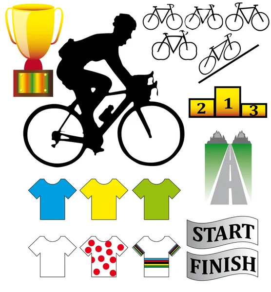 자전거, 셔츠 및 다른 삽화 경주 주기 — 스톡 벡터