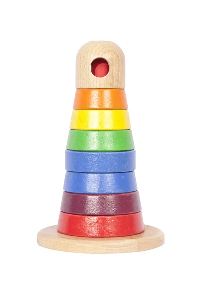 Wooden tower baby toy isolated on white — Stock Photo, Image