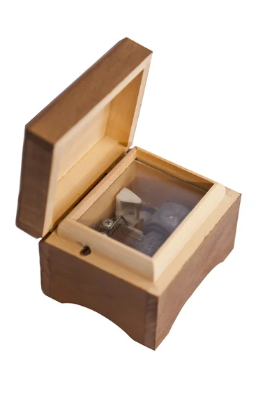 Caja de música de madera aislada en blanco —  Fotos de Stock