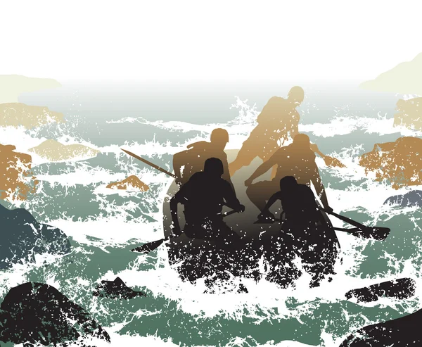 Rafting en eau vive — Image vectorielle