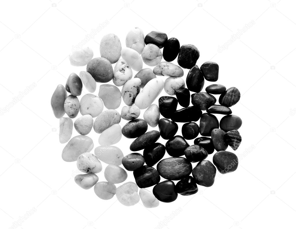 Yin Yang symbol made from beach pebble
