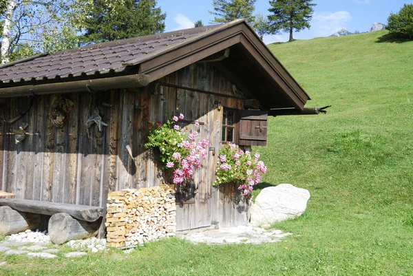 在阿尔卑斯山的谷仓 — 图库照片
