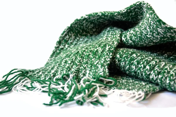 Groene gebreide sjaal Stockfoto