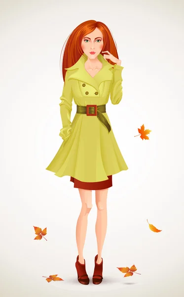 秋のファッションの女性 — ストックベクタ
