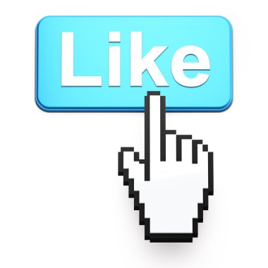 Hand-shaped mouse cursor press Like button clipart