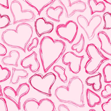 Seamless Sketched Heart Background clipart