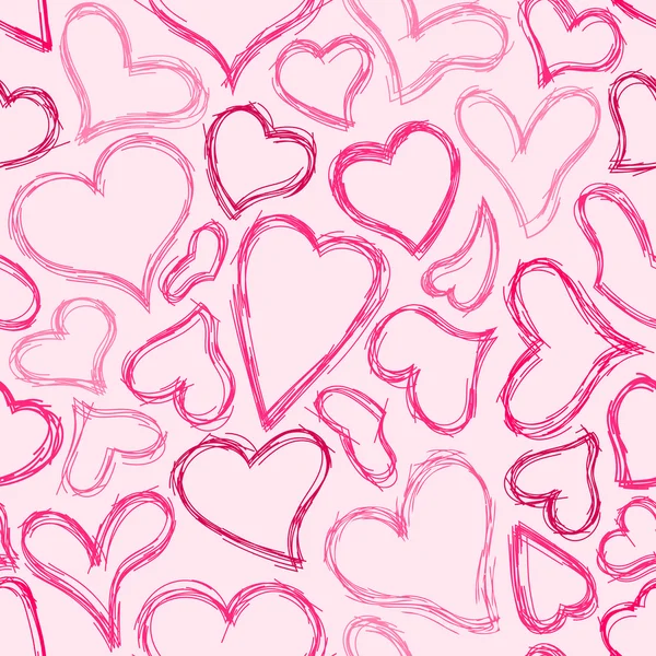 Seamless Sketched Heart Background — Stock Vector