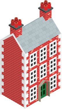 Isometric Dolls House Drawing with solid fill clipart