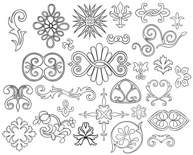 Set of 27 stylized outlined motifs and flourishes for your project clipart