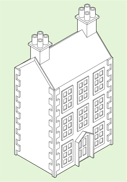 Isometric Dolls House Drawing — Stock Vector
