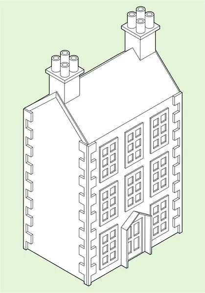 等尺性の人形の家の図面 — ストックベクタ