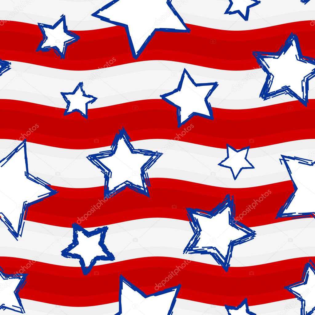 Fourth of July Stars and Stripes Seamless Background