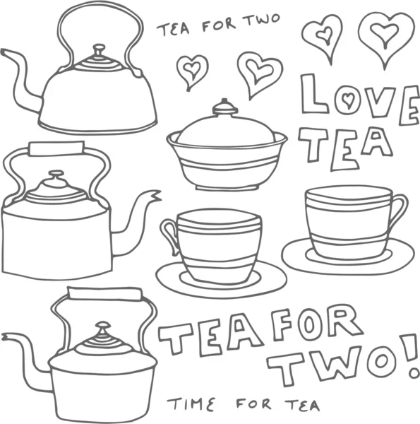 Elementos de diseño de té vintage — Archivo Imágenes Vectoriales
