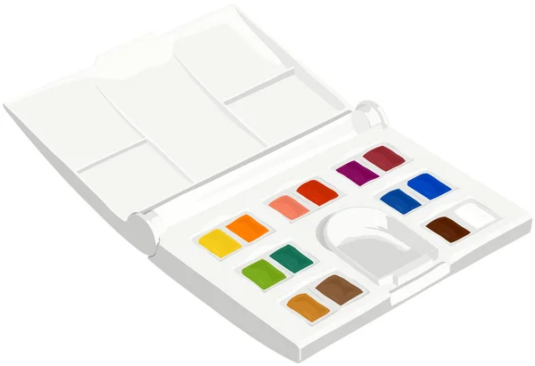 现实手绘水彩颜料盒矢量 — 图库矢量图片