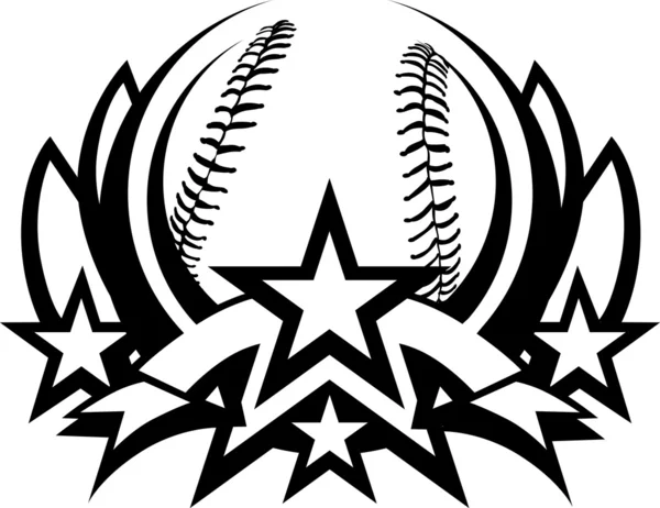 Plantilla gráfica vectorial de béisbol con estrellas — Vector de stock