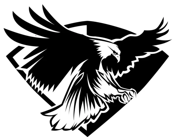 Projeto de emblema de asas de voo de mascote águia — Vetor de Stock
