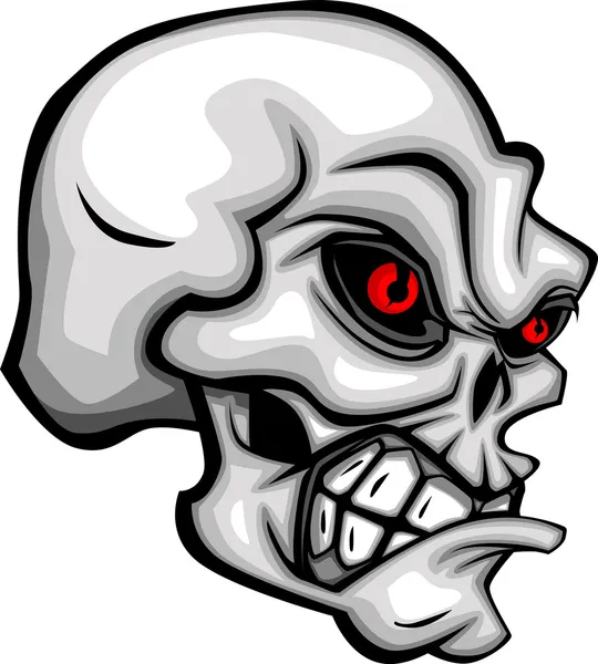 Cráneo de dibujos animados con ojos rojos Vector de imagen — Vector de stock