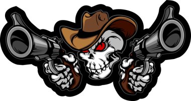 Skull Cowboy Aiming Guns clipart