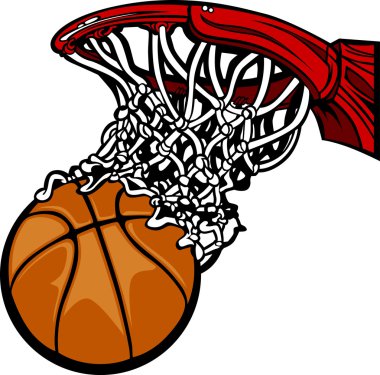 Basketball Hoop with Basketball Cartoon clipart