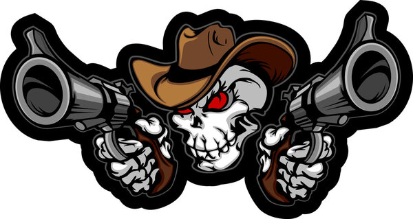 Skull Cowboy Aiming Guns